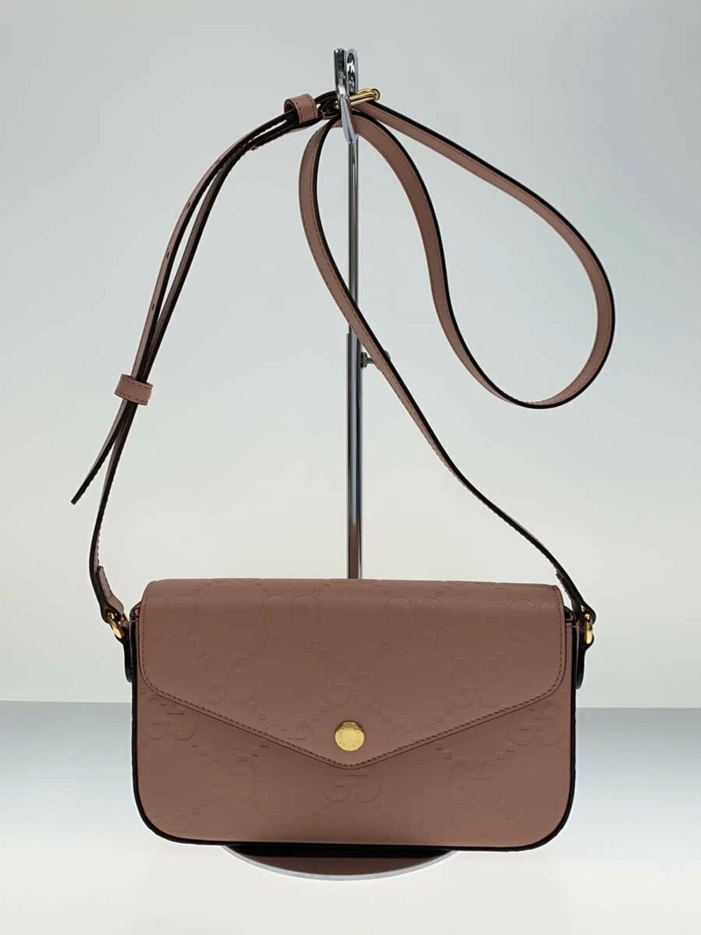 Gucci GG Super Shoulder Bag Leather Pink All over